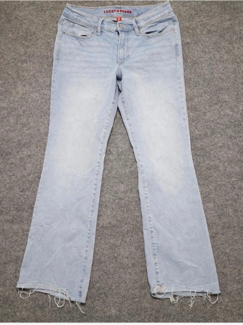 Lucky Brand Light Blue Flare Jeans with Raw Hem